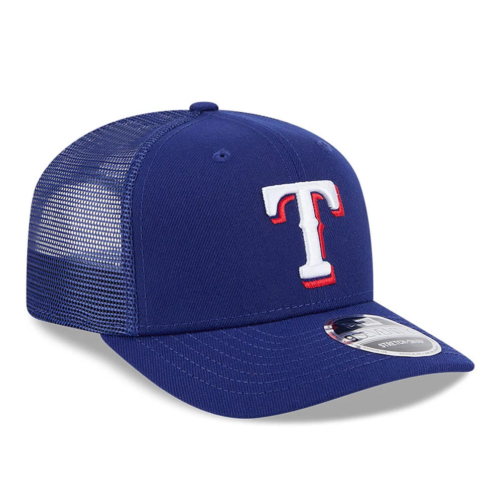 Pictured is this MLB Evergreen Texas Rangers 9SEVENTY Stretch Snap cap in dark blue. 4