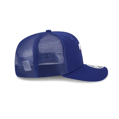 Pictured is this MLB Evergreen Texas Rangers 9SEVENTY Stretch Snap cap in dark blue. 6