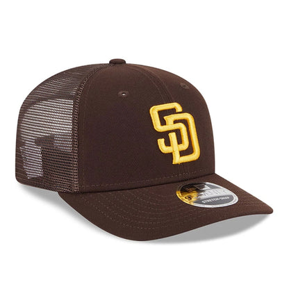 Pictured is this MLB Evergreen San Diego Padres 9SEVENTY Stretch Snap cap in dark brown. 4