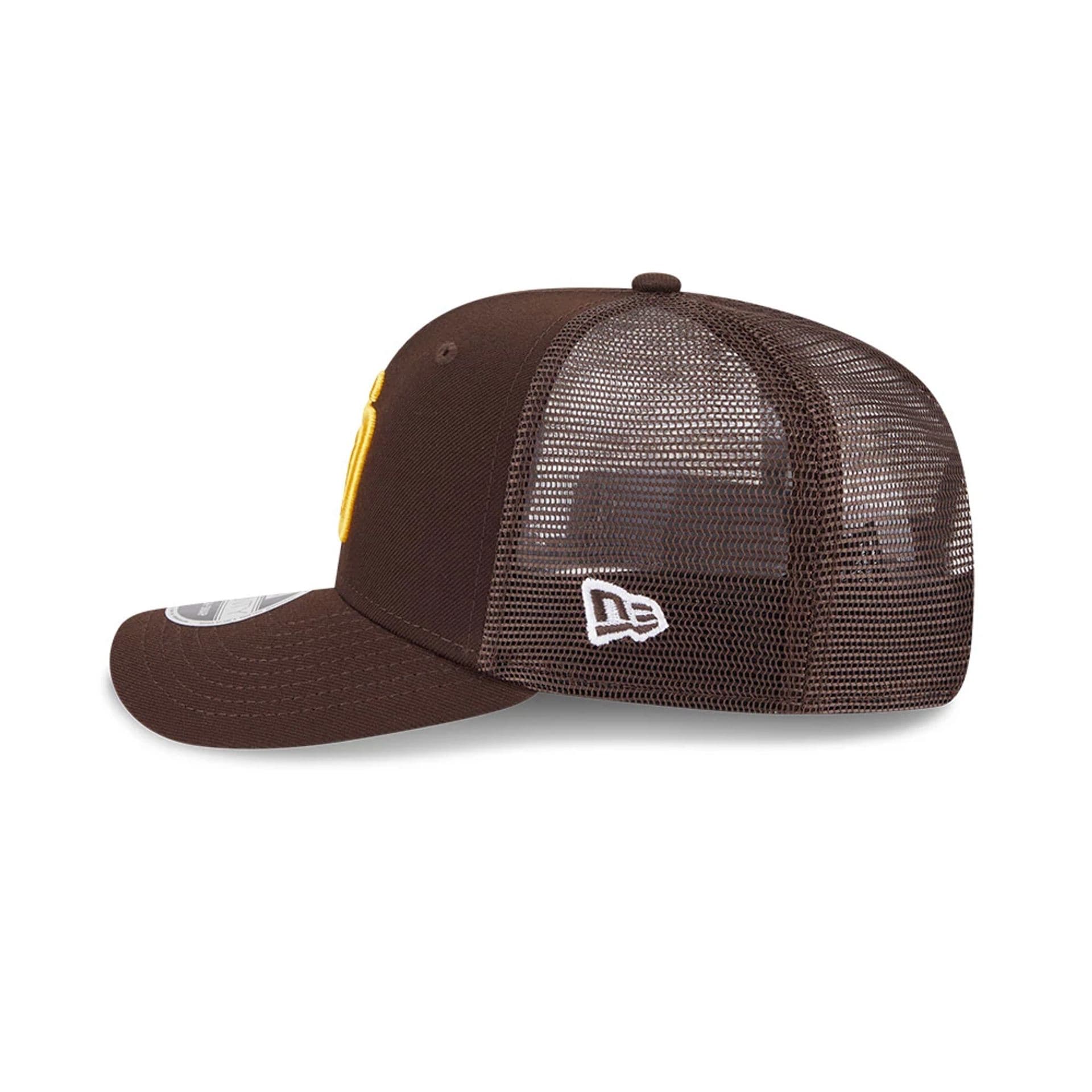 Pictured is this MLB Evergreen San Diego Padres 9SEVENTY Stretch Snap cap in dark brown. 5