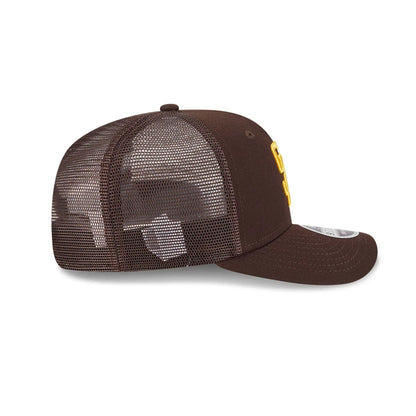 Pictured is this MLB Evergreen San Diego Padres 9SEVENTY Stretch Snap cap in dark brown. 6