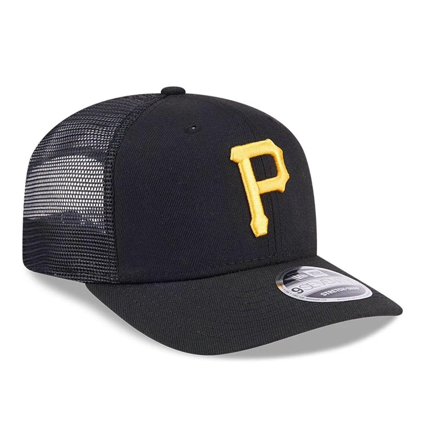 Pictured is this MLB Evergreen Pittsburgh Pirates 9SEVENTY Stretch Snap cap in black. 4