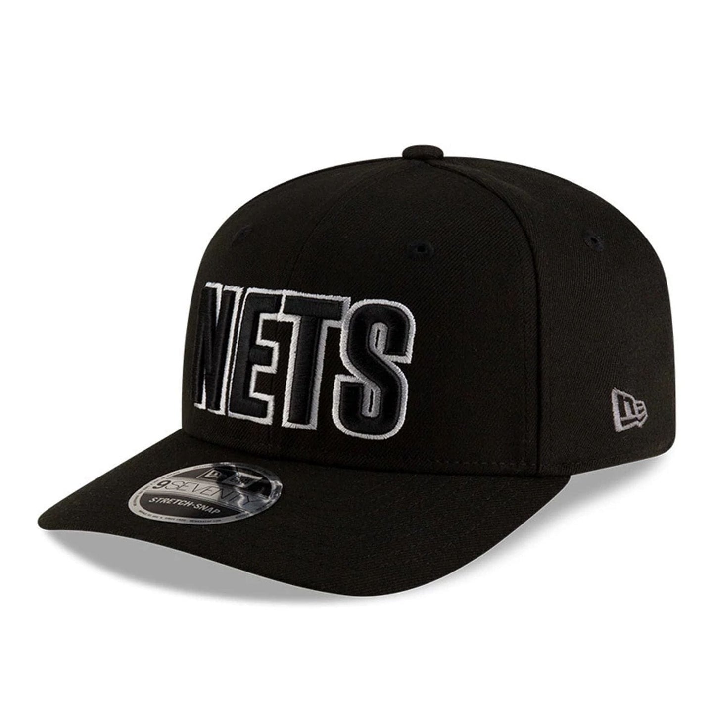 This is a Brooklyn Nets NBA Statement Black 9SEVENTY Stretch Snap Adjustable Cap 4