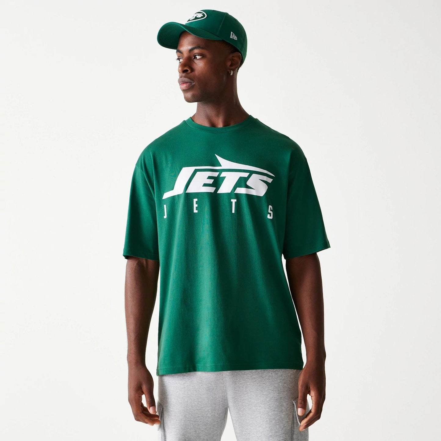 The Male model is wearing New York Jets NFL Games Slogan Green Oversized T-Shirt 1