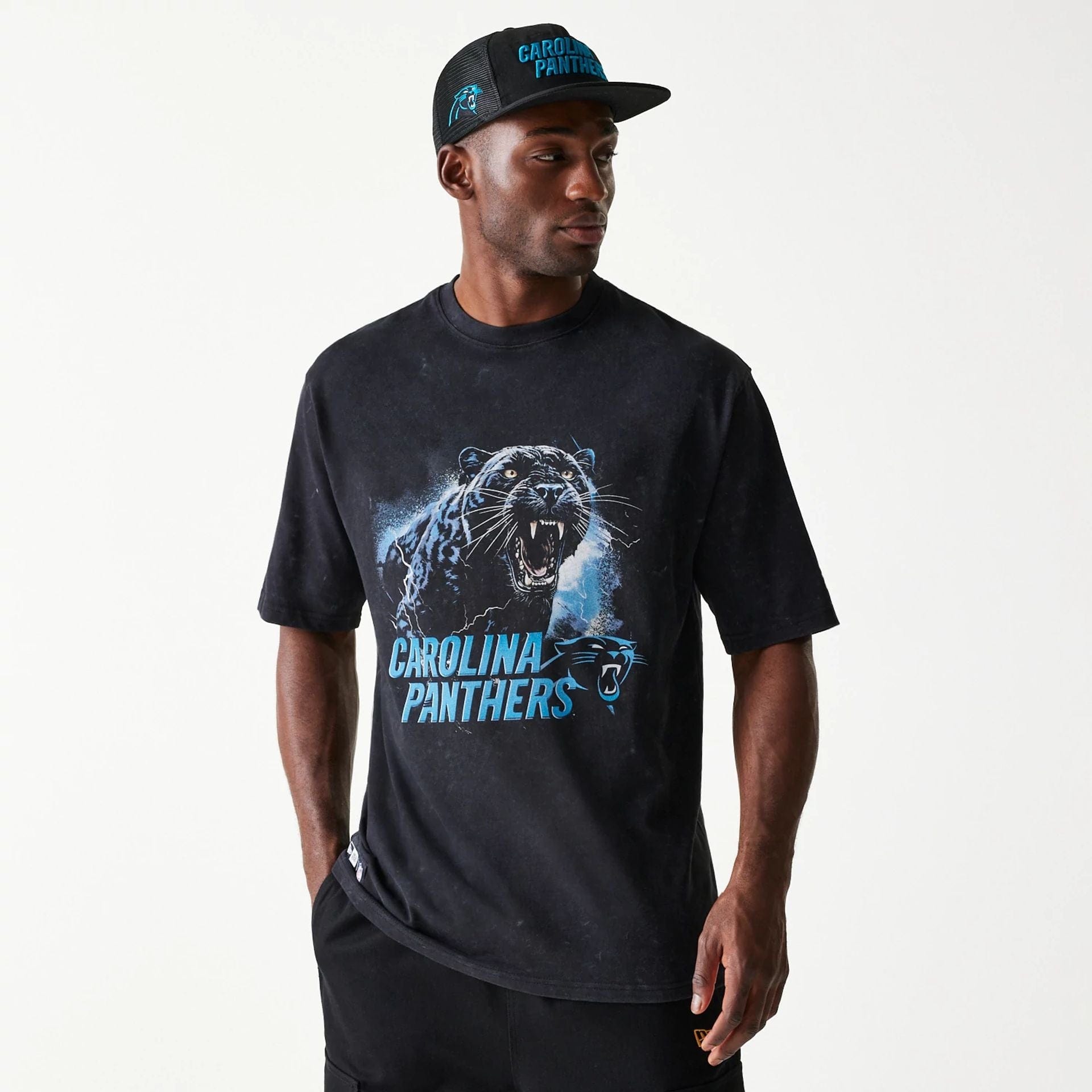 Carolina Panthers NFL Games Premium Apparel Black Oversized T Shirt
