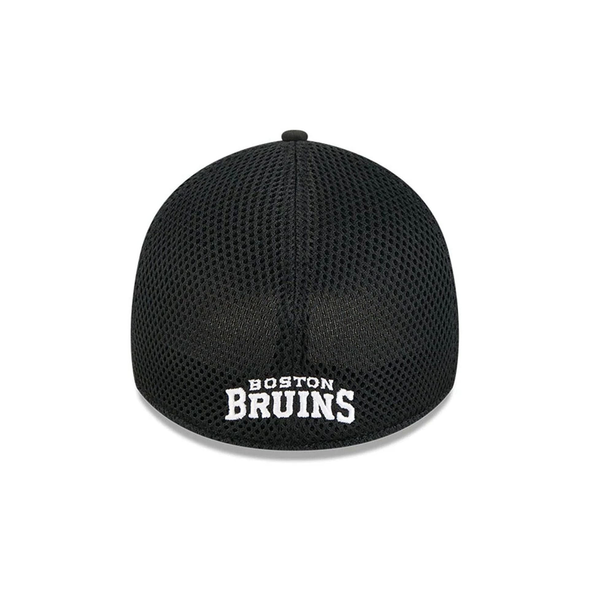 Pictured is this NHL Evergreen Neo Boston Bruins 39THIRTY Stretch Fit cap in black. 2