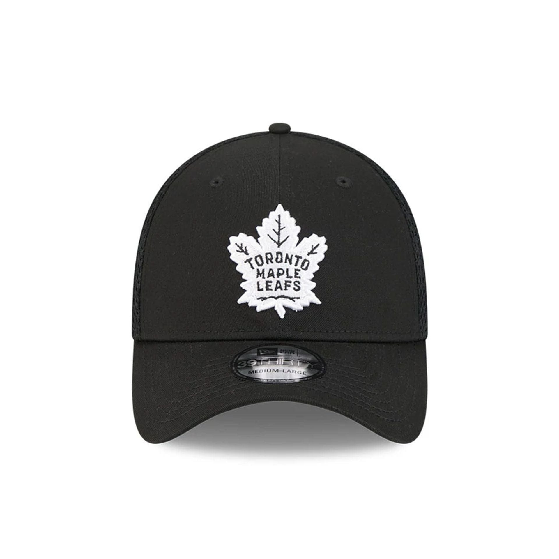 Pictured is this NHL Evergreen Neo Toronto Maple Leafs 39THIRTY Stretch Fit cap in black. 3