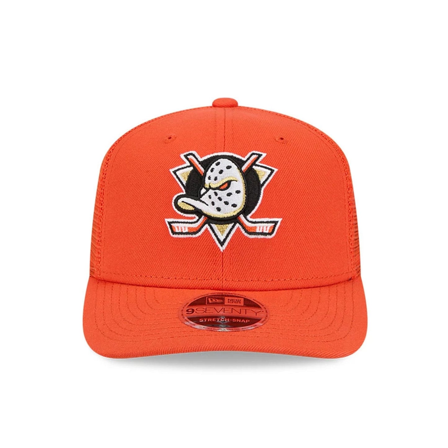 Pictured is this NHL Evergreen Anaheim Ducks 9SEVENTY Stretch Snap cap in orange. 3