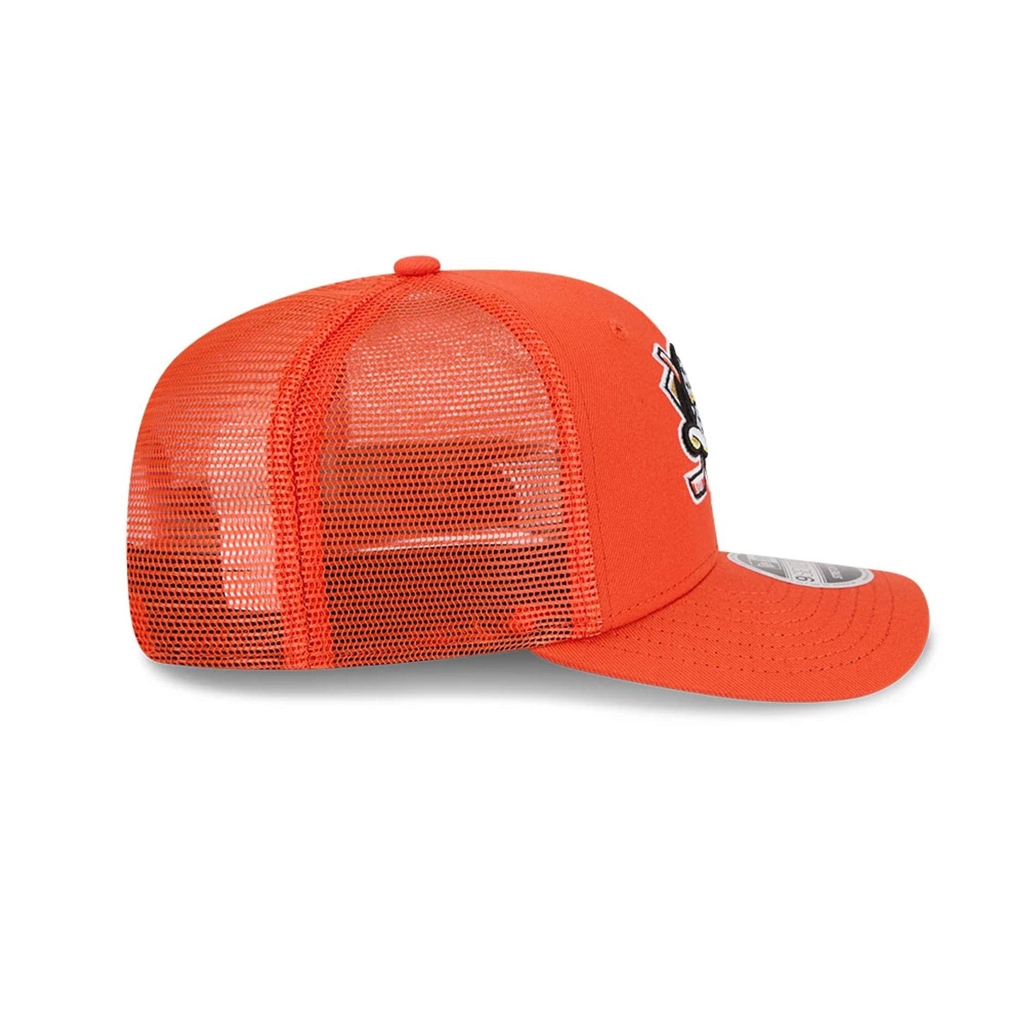 Pictured is this NHL Evergreen Anaheim Ducks 9SEVENTY Stretch Snap cap in orange. 5