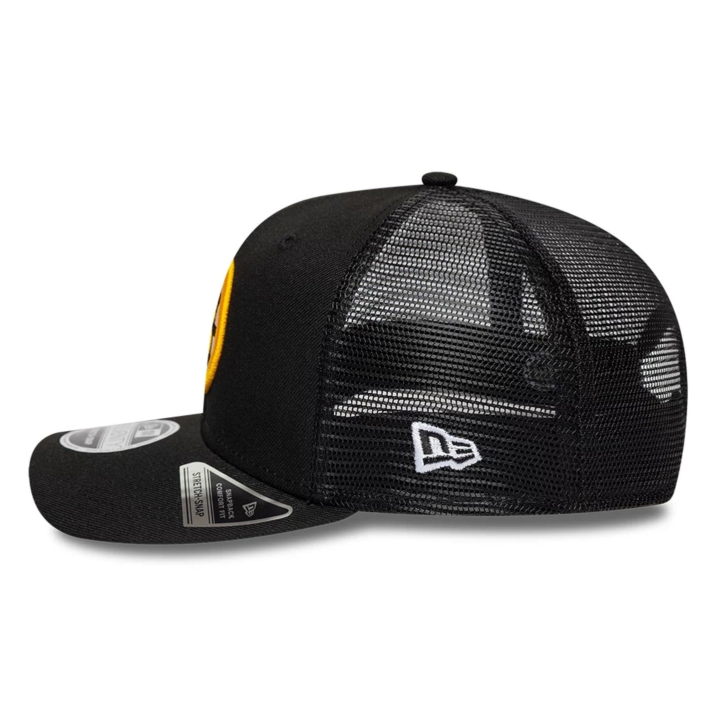 Pictured is this NHL Evergreen Boston Bruins 9SEVENTY Stretch Snap cap in black. 5