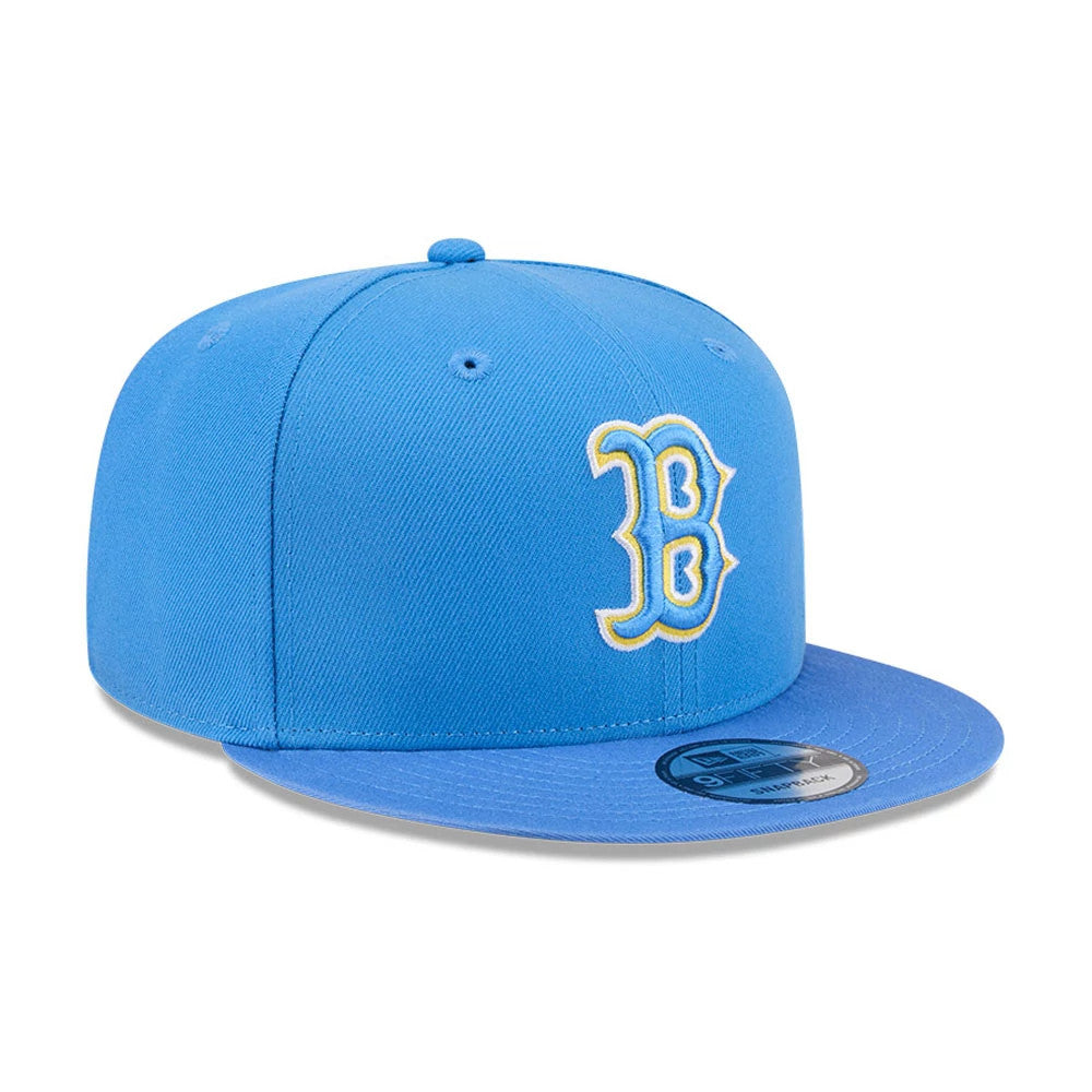 Pictured is this MLB Evergreen Boston Red Sox 9FIFTY Snapback cap in Blue. 4