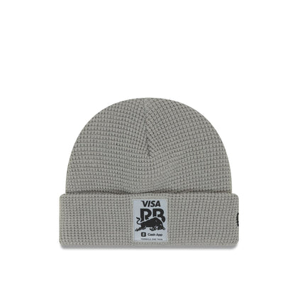 This is a Visa Cash App Racing Bulls Waffle Grey Short Cuff Knit Beanie Hat 1