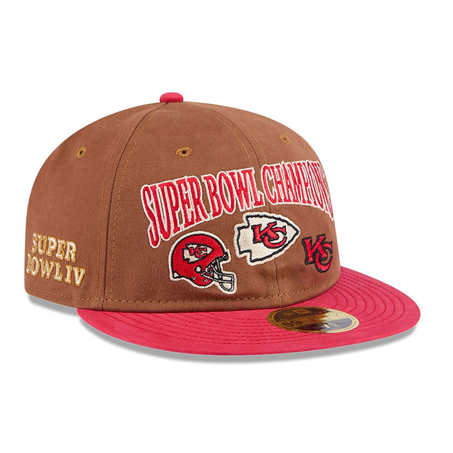 This is a Kansas City Chiefs NFL Champions Dark Beige Retro Crown 59FIFTY Fitted Cap 1