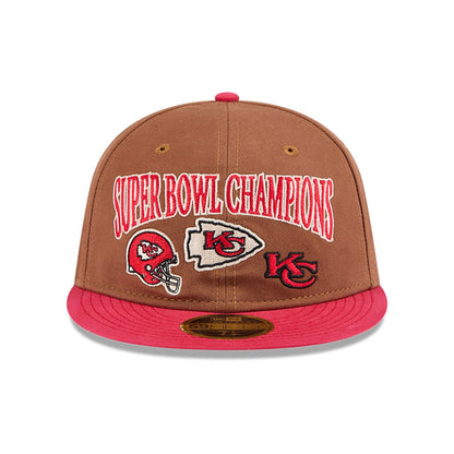 This is a Kansas City Chiefs NFL Champions Dark Beige Retro Crown 59FIFTY Fitted Cap 3