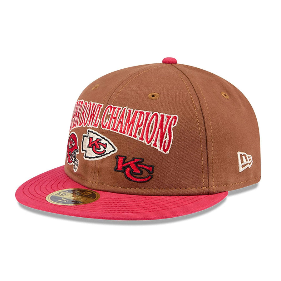 This is a Kansas City Chiefs NFL Champions Dark Beige Retro Crown 59FIFTY Fitted Cap 4