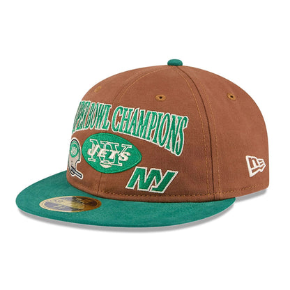This is a New York Jets NFL Champions Dark Beige Retro Crown 59FIFTY Fitted Cap 4