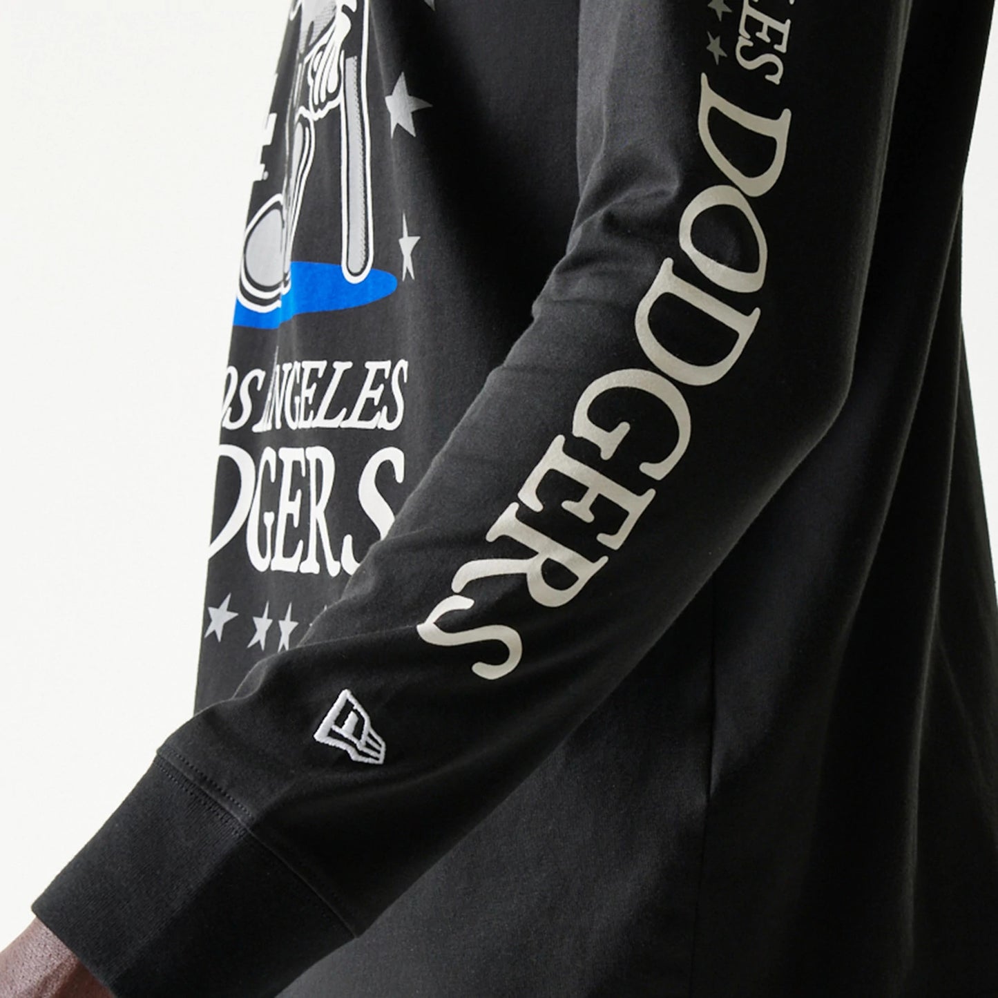 The Male model is wearing LA Dodgers MLB Character Black Long Sleeve T-Shirt 5