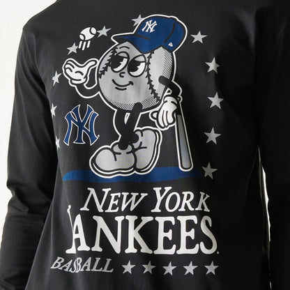 The Male model is wearing New York Yankees MLB Character Black Long Sleeve T-Shirt 4