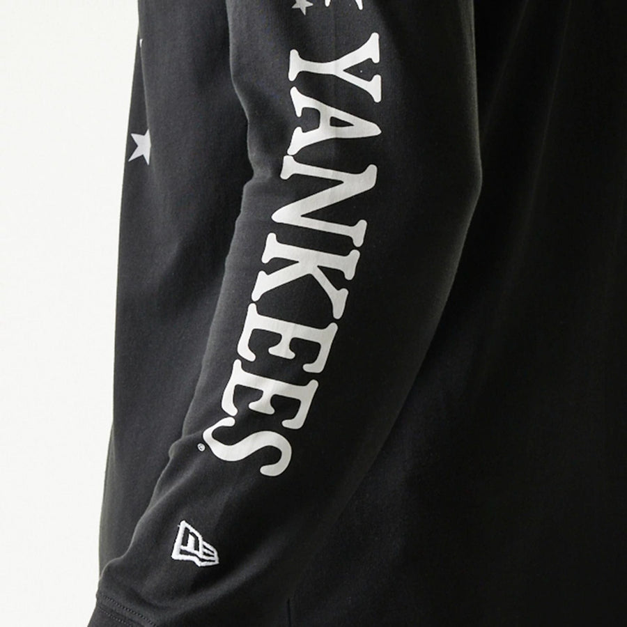 The Male model is wearing New York Yankees MLB Character Black Long Sleeve T-Shirt 5
