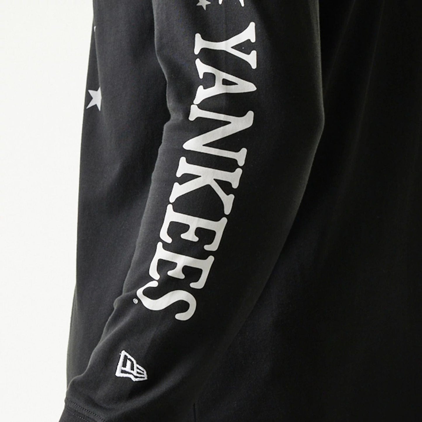 The Male model is wearing New York Yankees MLB Character Black Long Sleeve T-Shirt 5