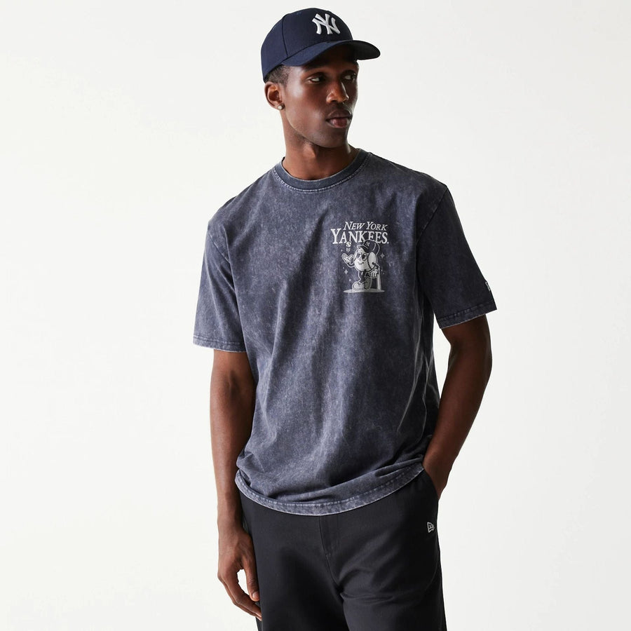 The Male model is wearing New York Yankees MLB Character Navy T-Shirt 1