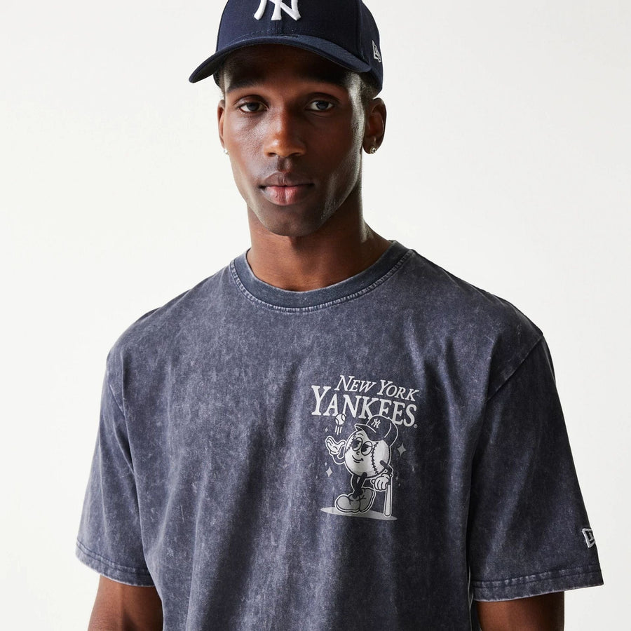 The Male model is wearing New York Yankees MLB Character Navy T-Shirt 4