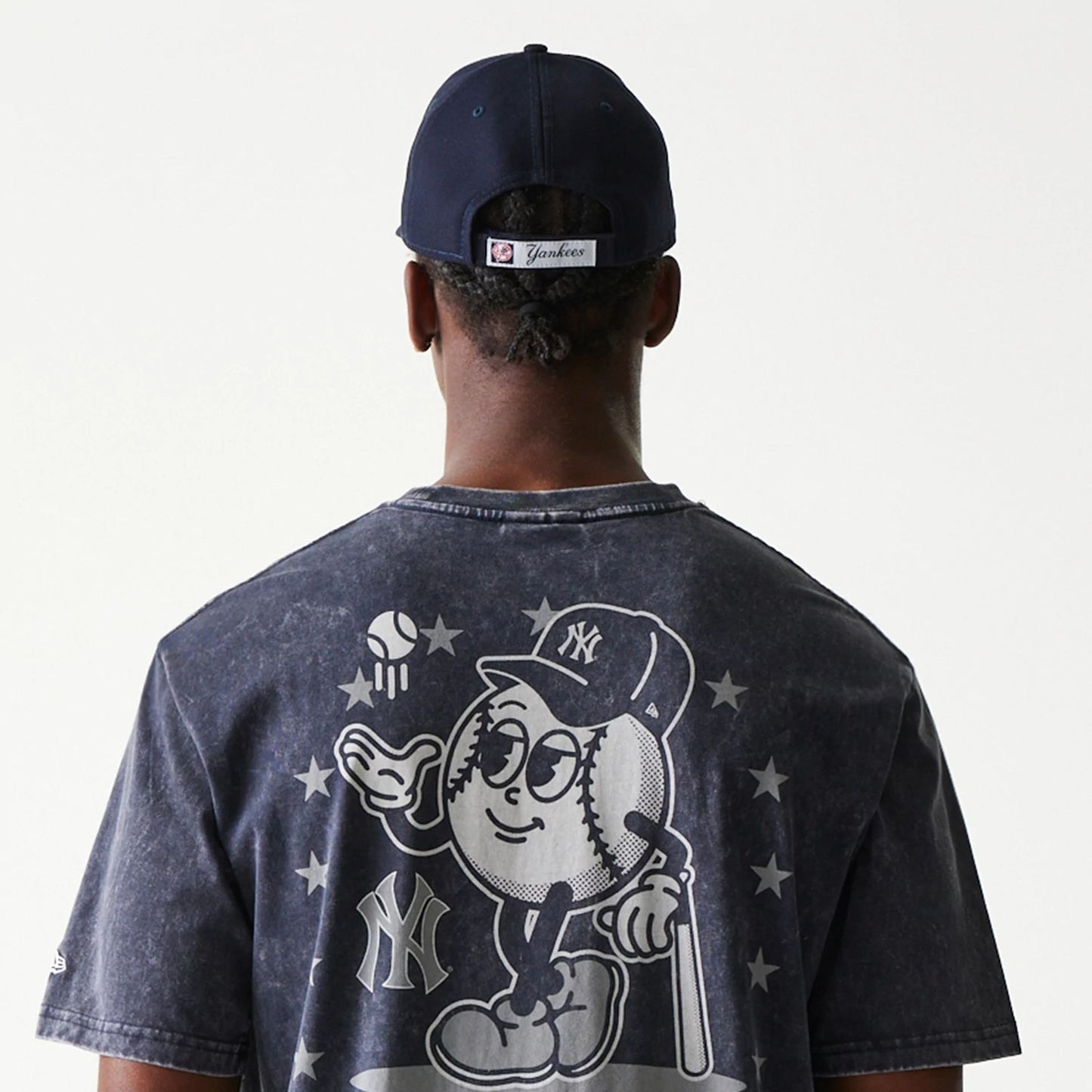 The Male model is wearing New York Yankees MLB Character Navy T-Shirt 3