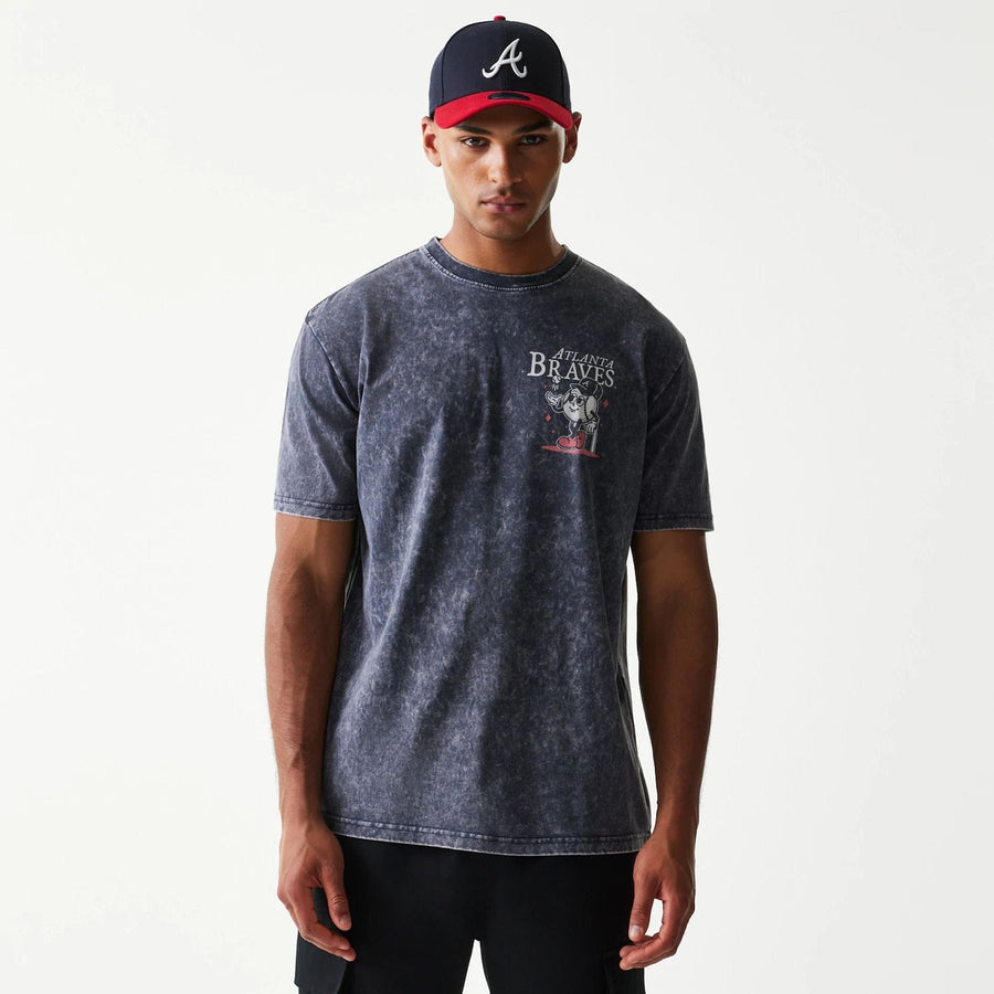The Male model is wearing Atlanta Braves MLB Character Navy T-Shirt 1