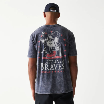 The Male model is wearing Atlanta Braves MLB Character Navy T-Shirt 2