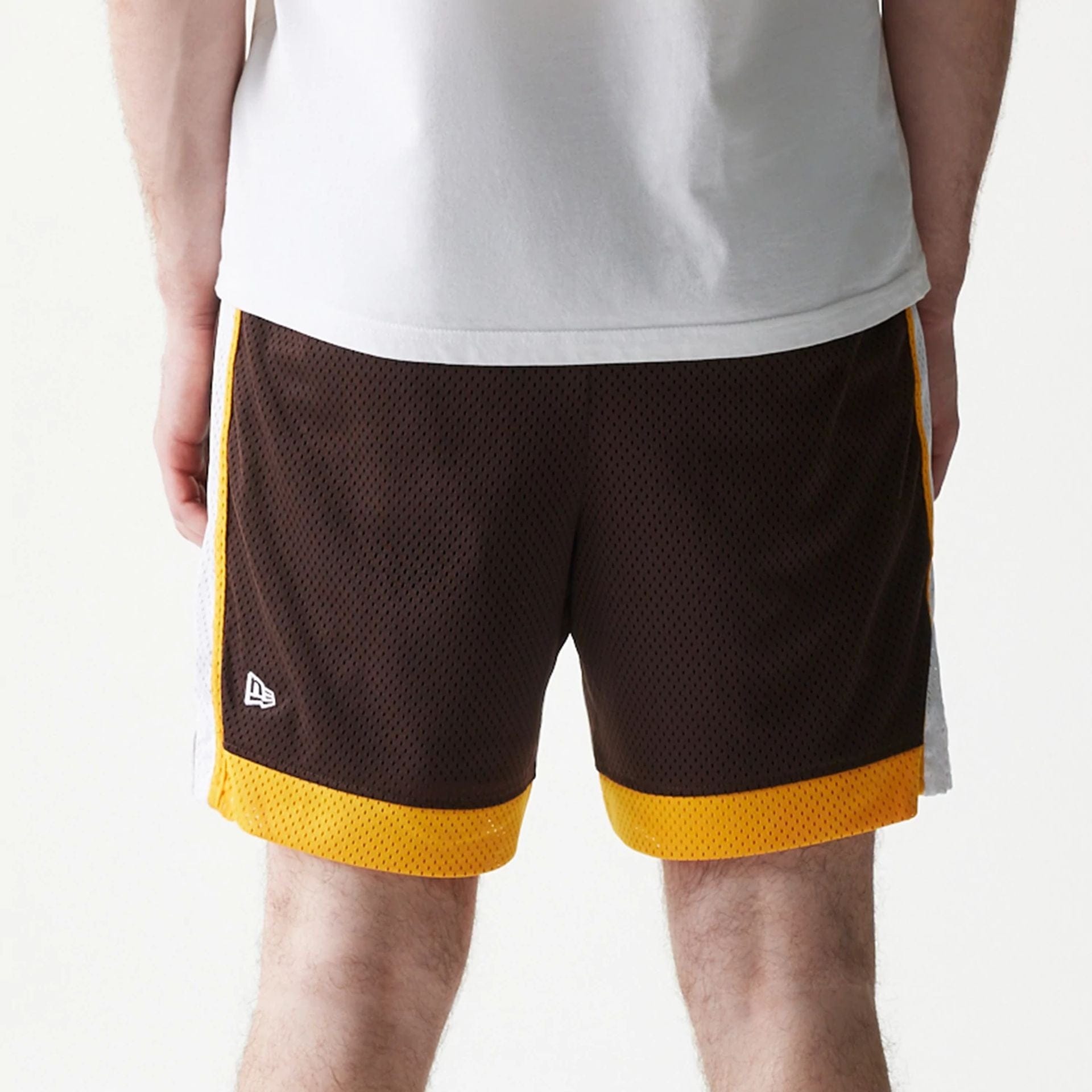 The Male model is wearing San Diego Padres Sport Classic Dark Brown Shorts 7