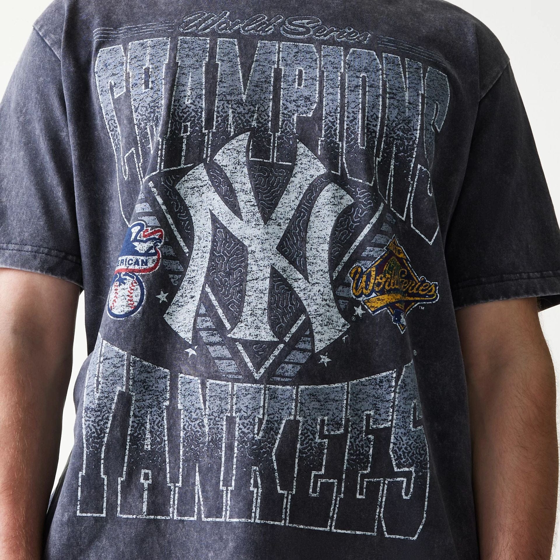 The Male model is wearing New York Yankees Sport Classic Navy T-Shirt 3