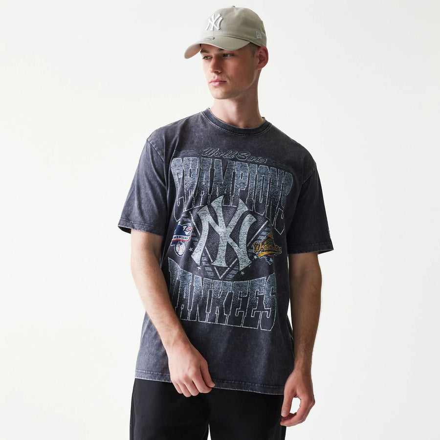 The Male model is wearing New York Yankees Sport Classic Navy T-Shirt 1