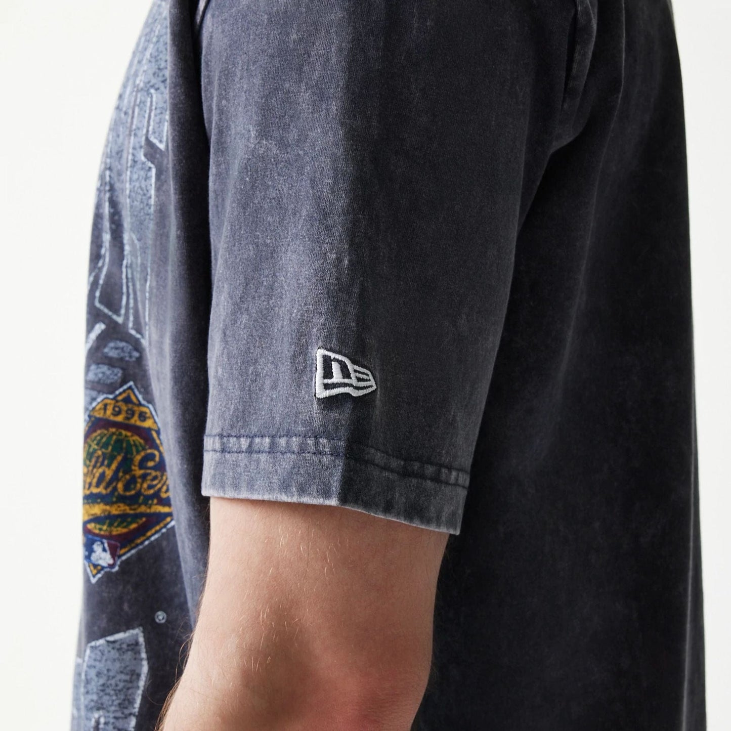 The Male model is wearing New York Yankees Sport Classic Navy T-Shirt 4