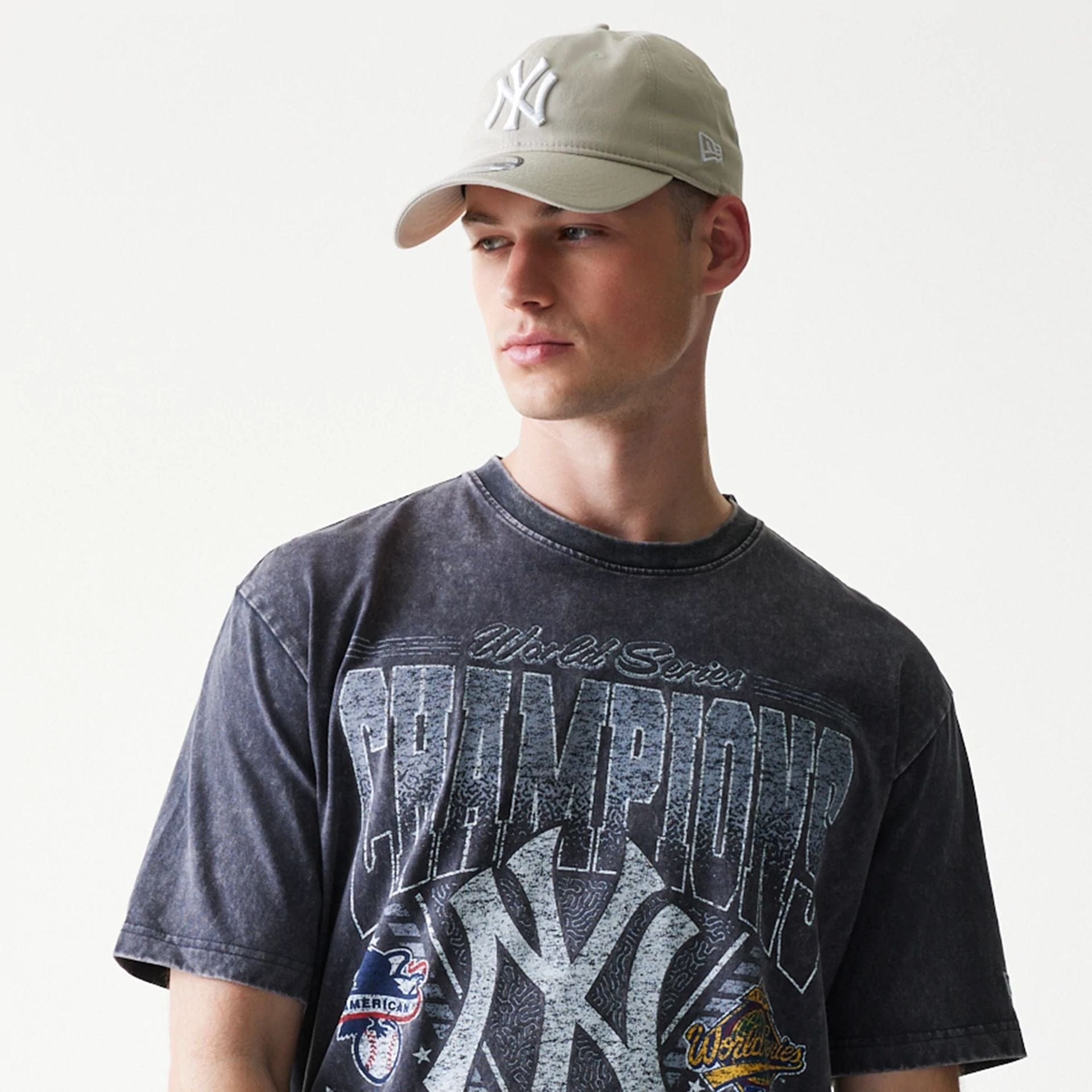 The Male model is wearing New York Yankees Sport Classic Navy T-Shirt 5
