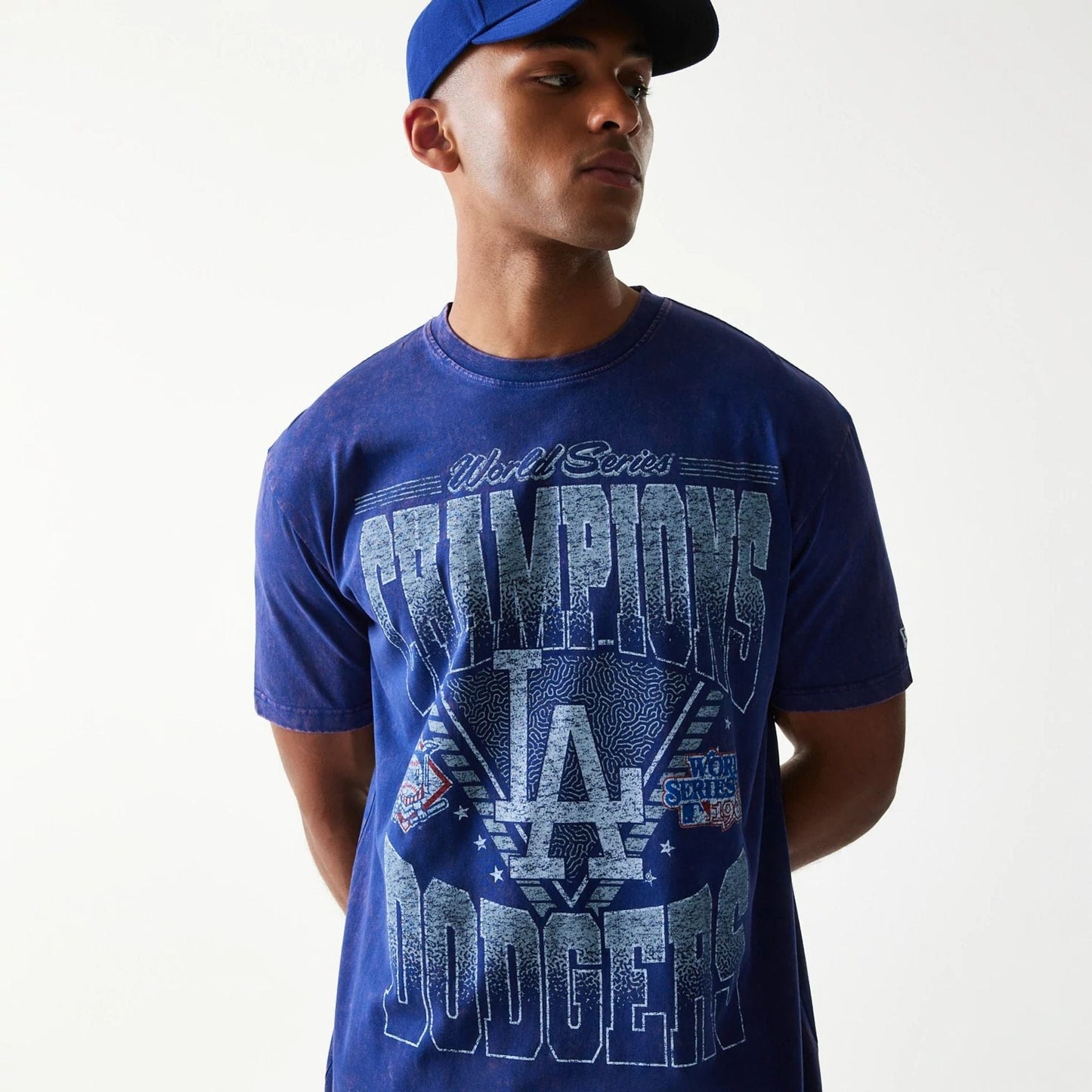 The Male model is wearing LA Dodgers Sport Classic Dark Blue T-Shirt 3