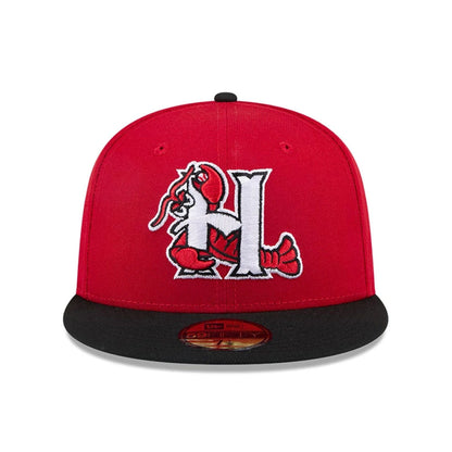 This is a Hickory Crawdads MiLB AC Perf Minor Red 59FIFTY Fitted Cap 3