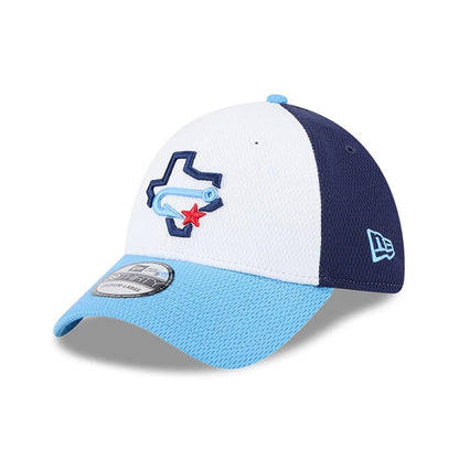 Pictured is this MiLB Batting Practice Corpus Cristi Hooks 39THIRTY Stretch Fit cap in navy. 1
