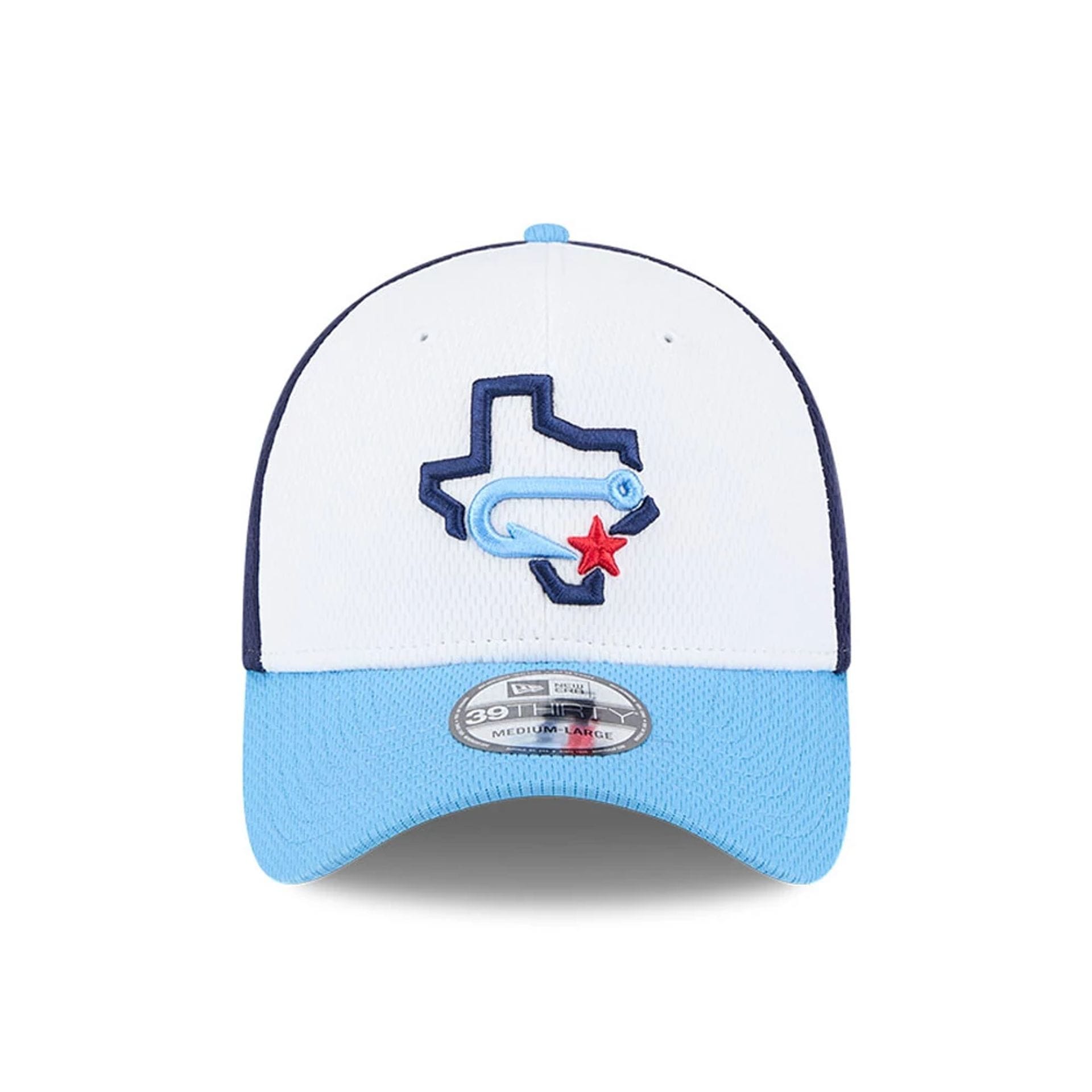 Pictured is this MiLB Batting Practice Corpus Cristi Hooks 39THIRTY Stretch Fit cap in navy. 2
