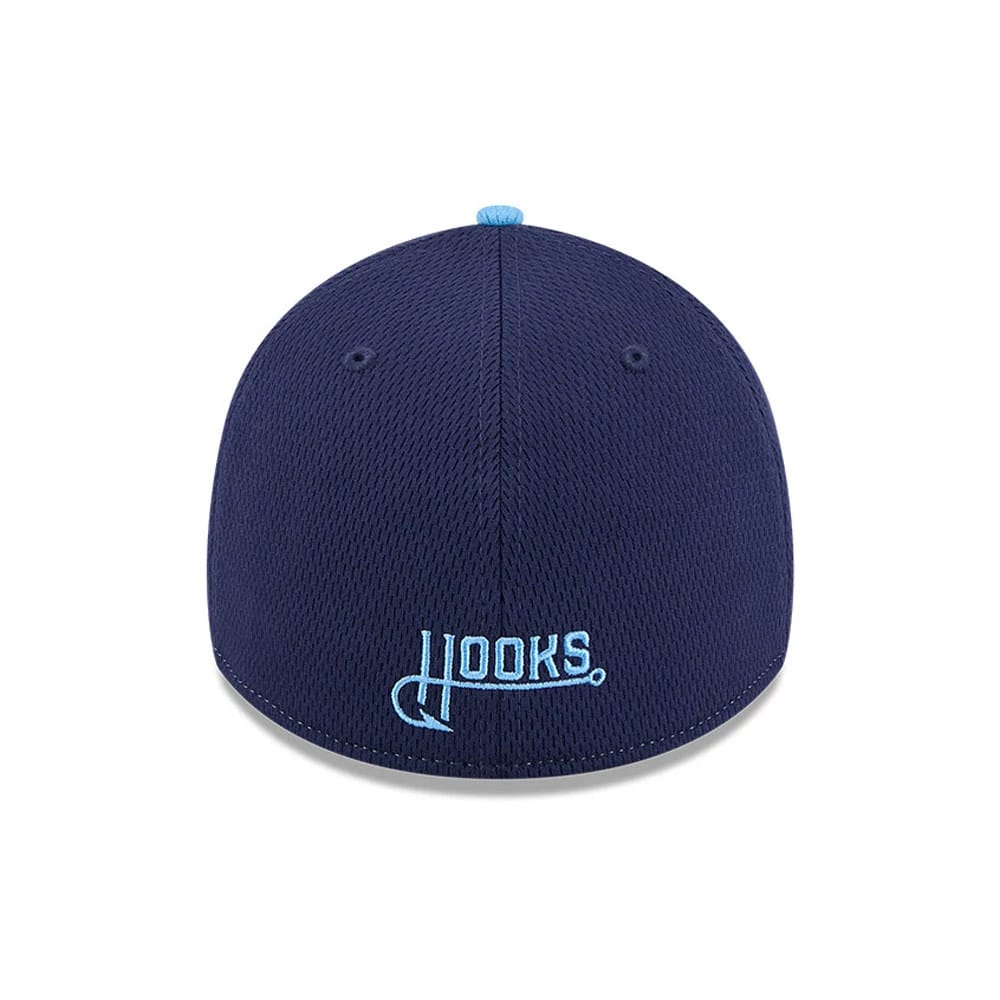 Pictured is this MiLB Batting Practice Corpus Cristi Hooks 39THIRTY Stretch Fit cap in navy. 4
