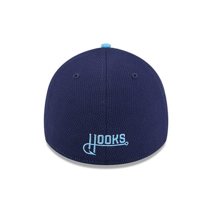 Pictured is this MiLB Batting Practice Corpus Cristi Hooks 39THIRTY Stretch Fit cap in navy. 4