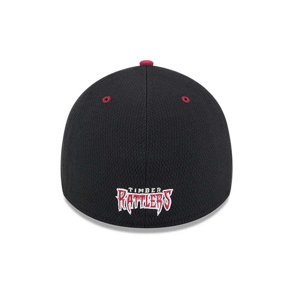 Pictured is this MiLB Batting Practice Wisconsin Timber Rattlers 39THIRTY Stretch Fit cap in black. 4