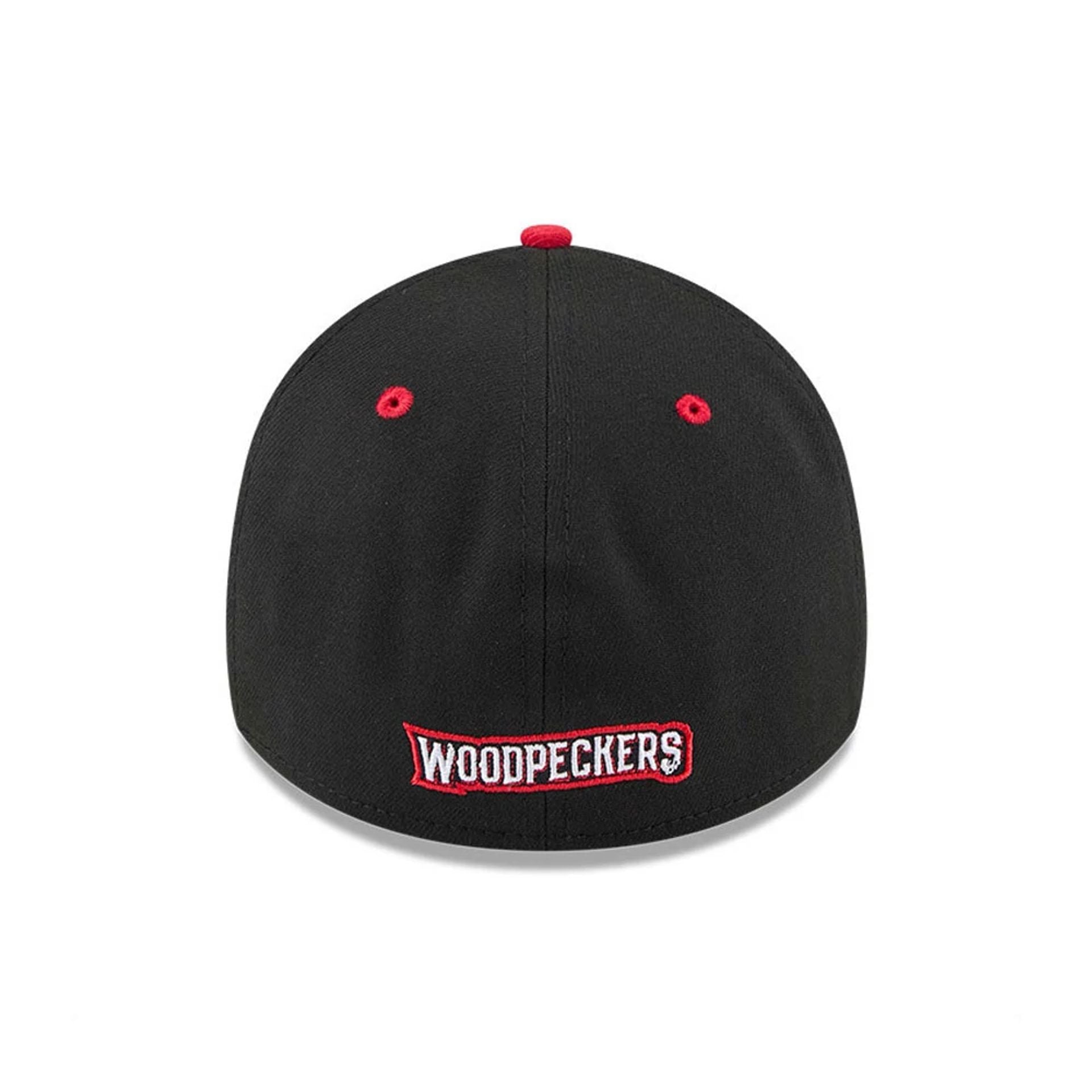 This is a Fayetteville Woodpeckers MiLB AC Perf Black 39THIRTY Stretch Fit Cap 4