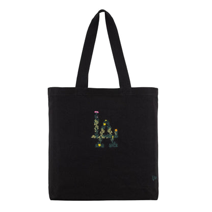 This is a LA Dodgers MLB Floral Black Tote Bag 2