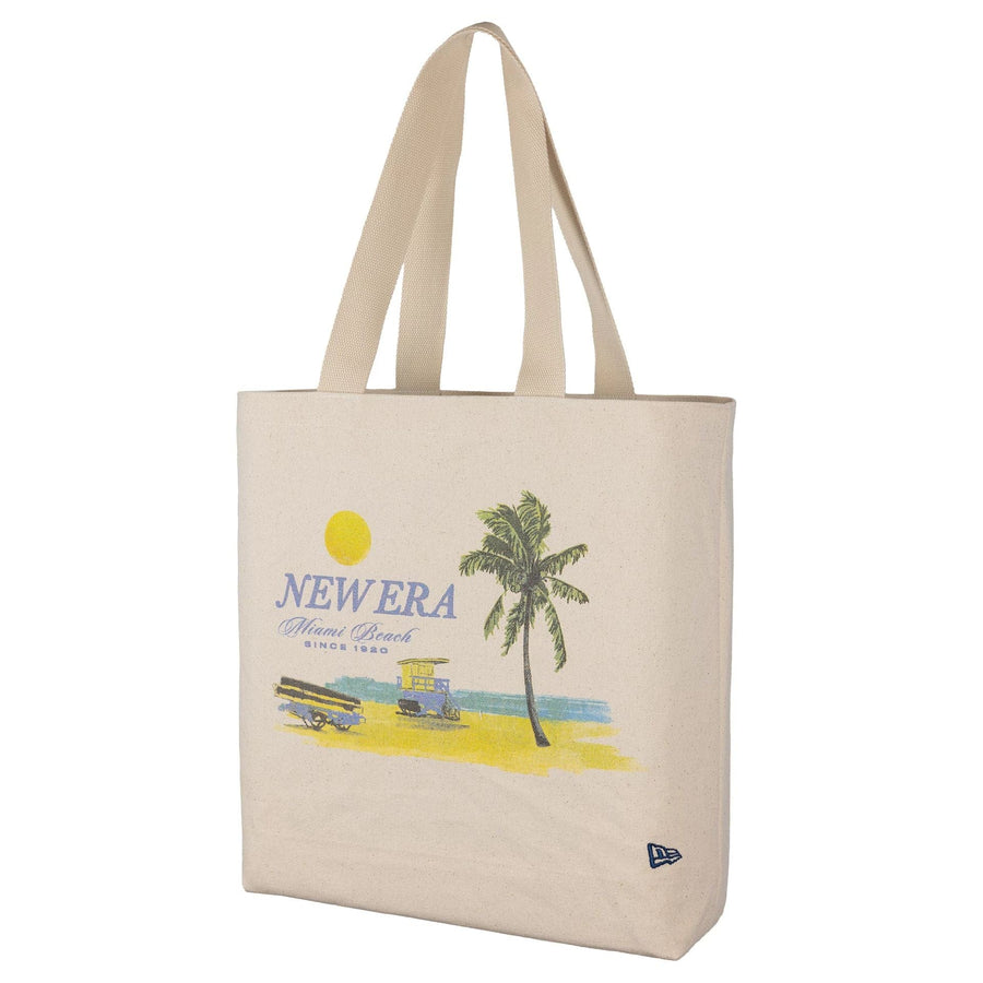 This is a New Era Palm Graphic Cream Tote Bag 1