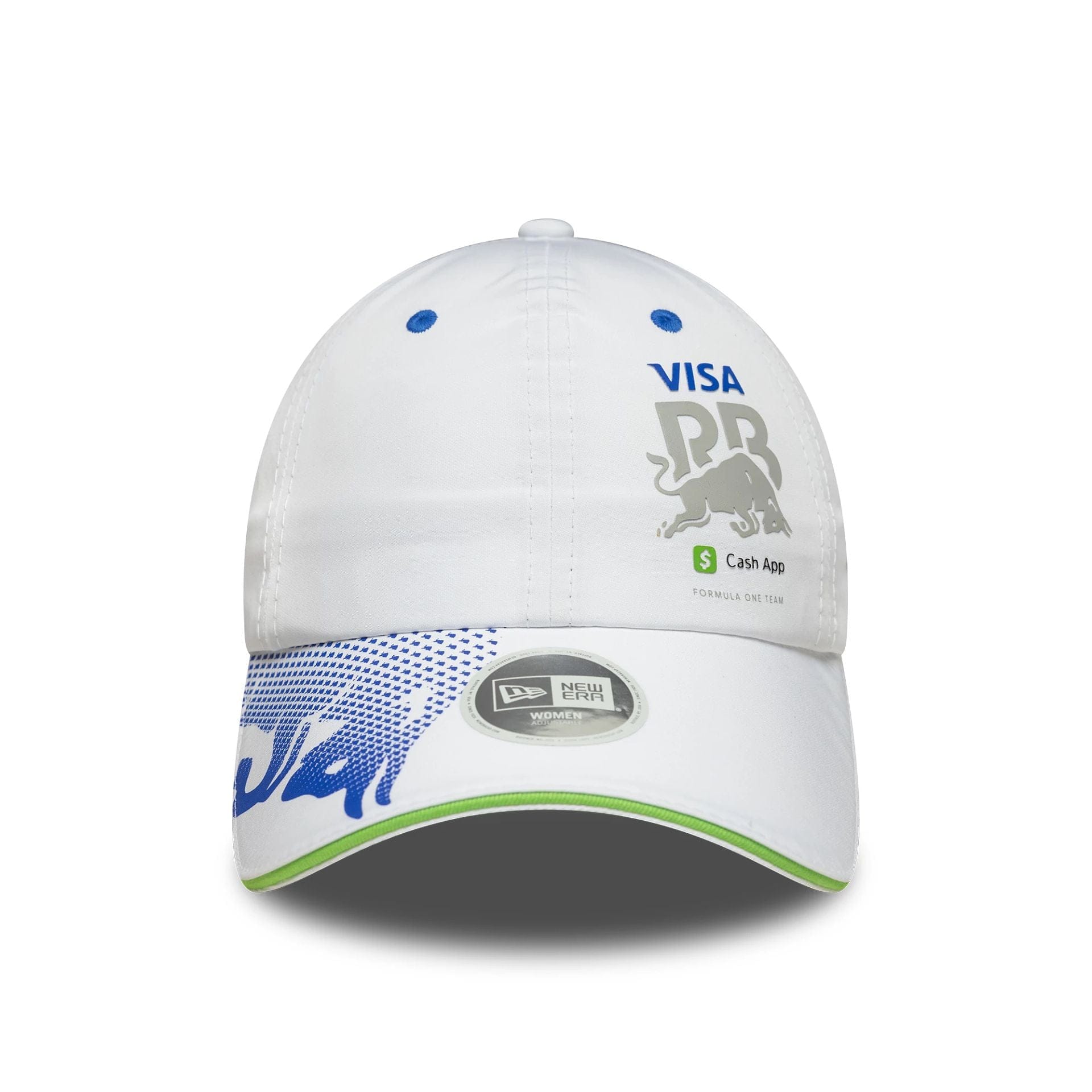 This is a Visa Cash App Racing Bulls Womens Team White Pony Tail Adjustable Cap 4