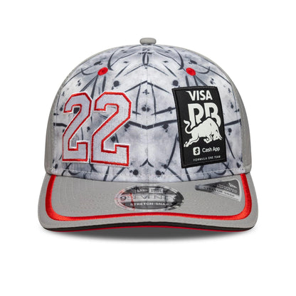 This is a Visa Cash App Racing Bulls Yuki Tsunoda Japan Race Special Grey 9SEVENTY Stretch Snap Adjustable Cap 3