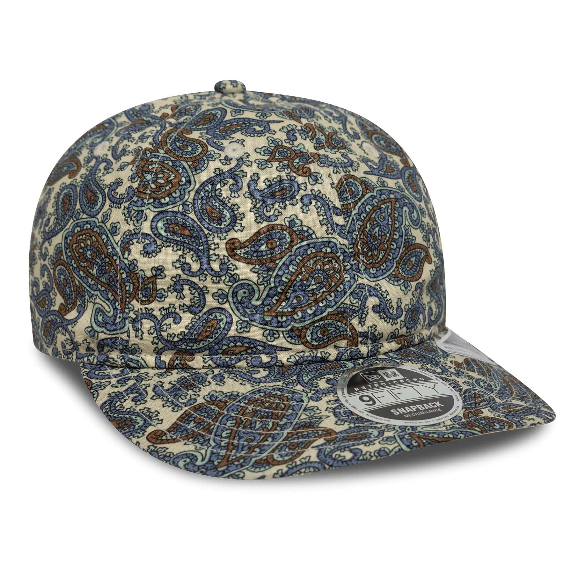 This is a New Era Paisley Cream Retro Crown 9FIFTY Cap 3