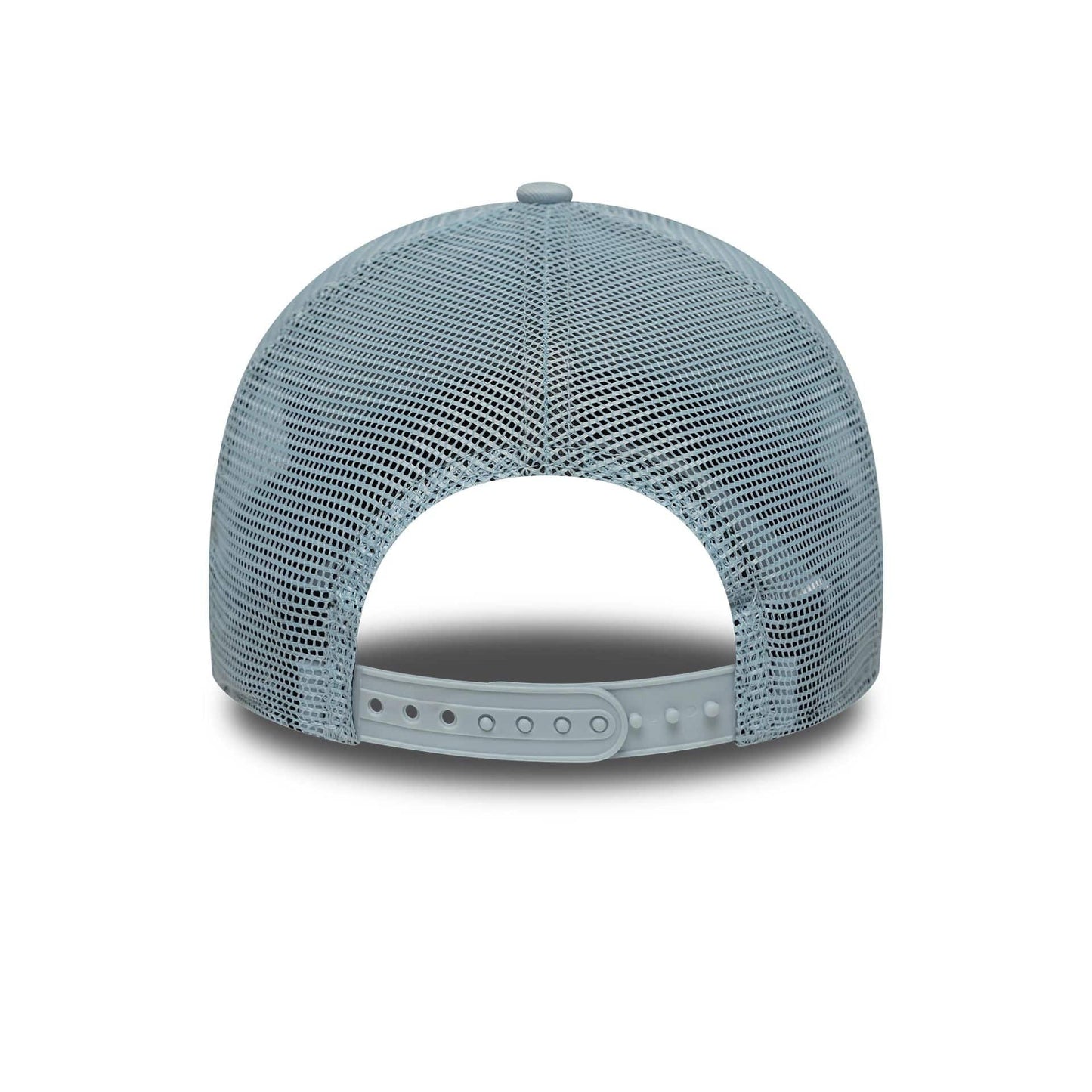 This is a New York Yankees MLB League Essential Pastel Blue 9FORTY A-Frame Trucker Adjustable Cap 4