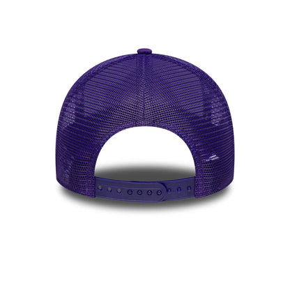 This is a LA Lakers NBA Side Patch Purple 9FORTY A-Frame Trucker Adjustable Cap 5