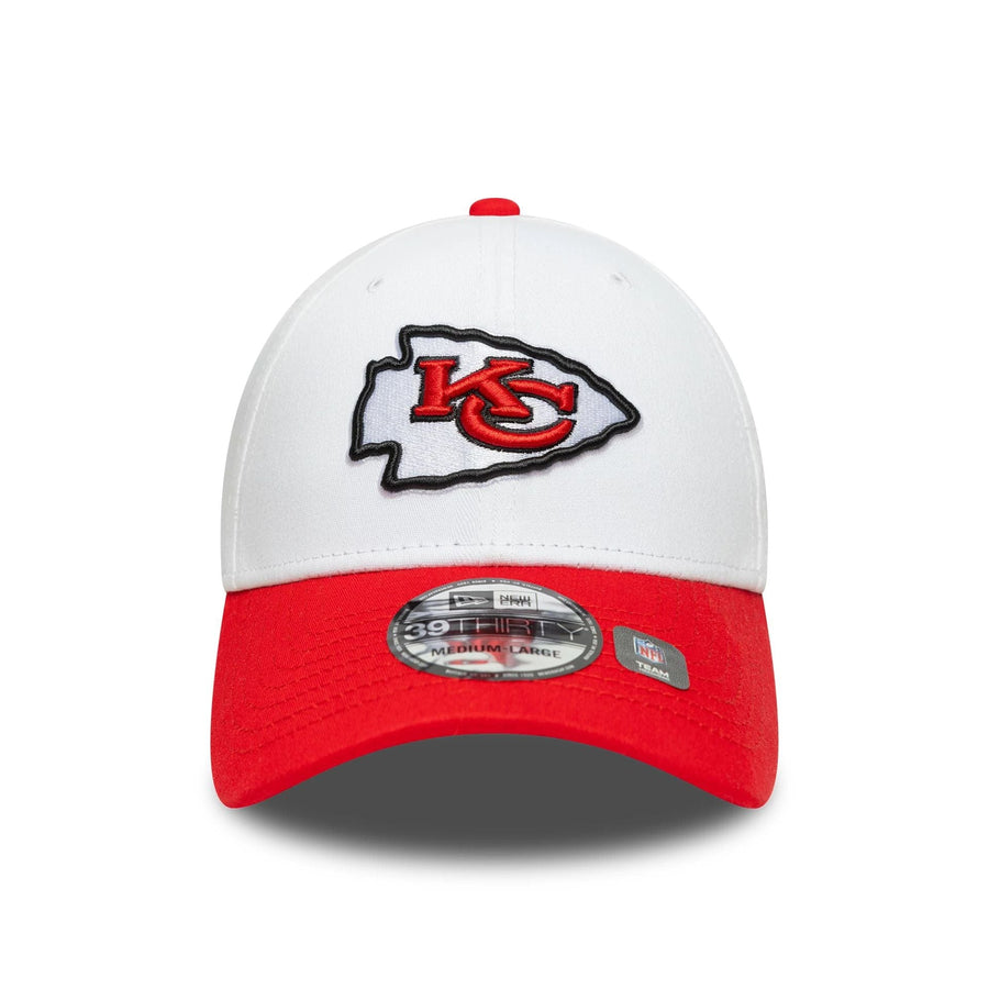 This is a Kansas City Chiefs NFL Team Logo White 39THIRTY Stretch Fit Adjustable Cap 2